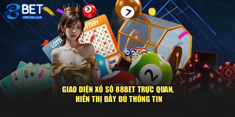 Giao diện xổ số 88BET trực quan, hiển thị đầy đủ thông tin